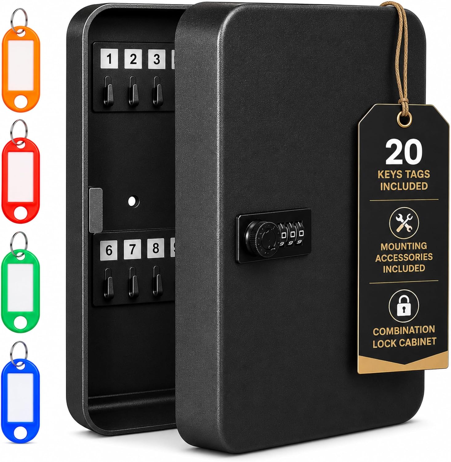 LDS® 20-Key Cabinet Combination Lock with Key Tags – Key Box – 16 × 20 × 7.5 cm by Landlord Direct Supplies